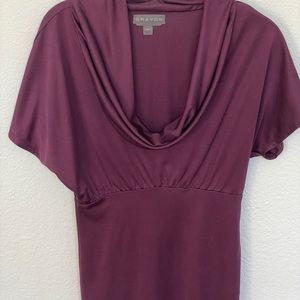 GORGEOUS GRAYDN COWL NECK TOP, EMPIRE WAIST IN PLUM SILK SIZE XS - UNICORN ITEM!